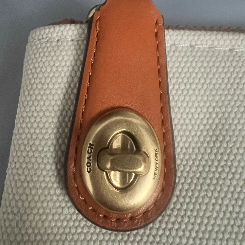 Coach Canvas Pouch with Gold Turnlock